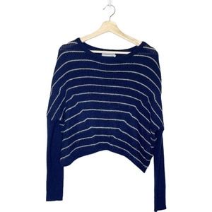 Urban Outfitters Cropped Sweater Womens Small S Navy White Loose Fit Pullover